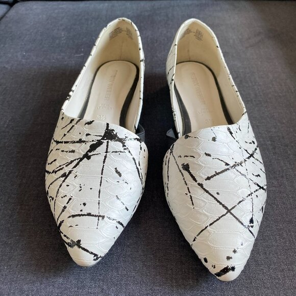 NEW GERRY WEBER WOMEN LEATHER SHOES FLAT WHITE/BLACK ABSTRACT PATTERN SZ 3.5UK - Picture 4 of 11